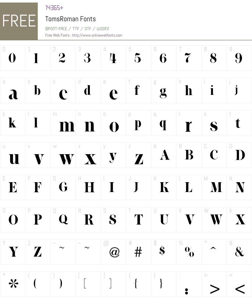 Toms Font Screenshots