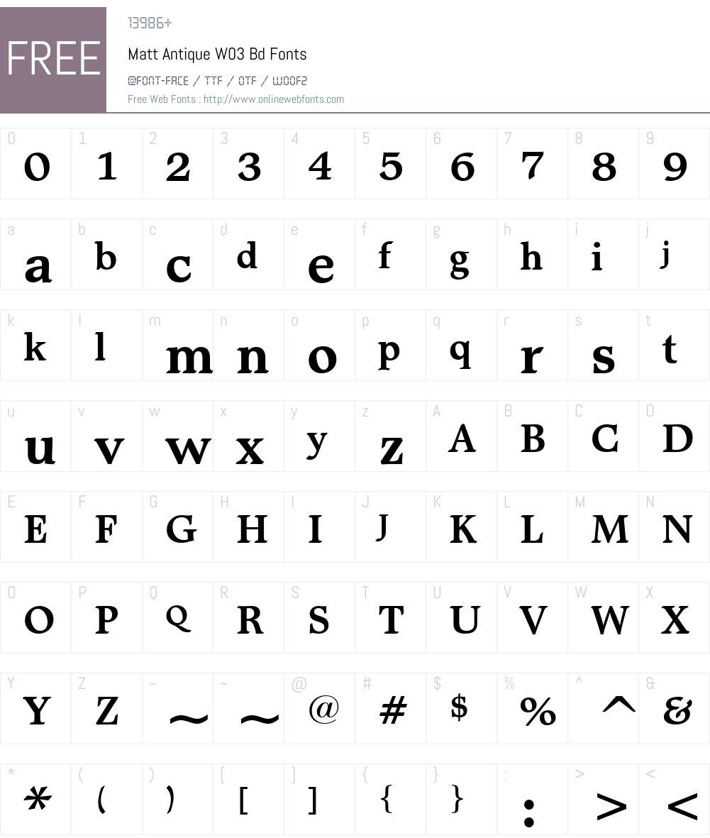 Matt Antique Font Screenshots