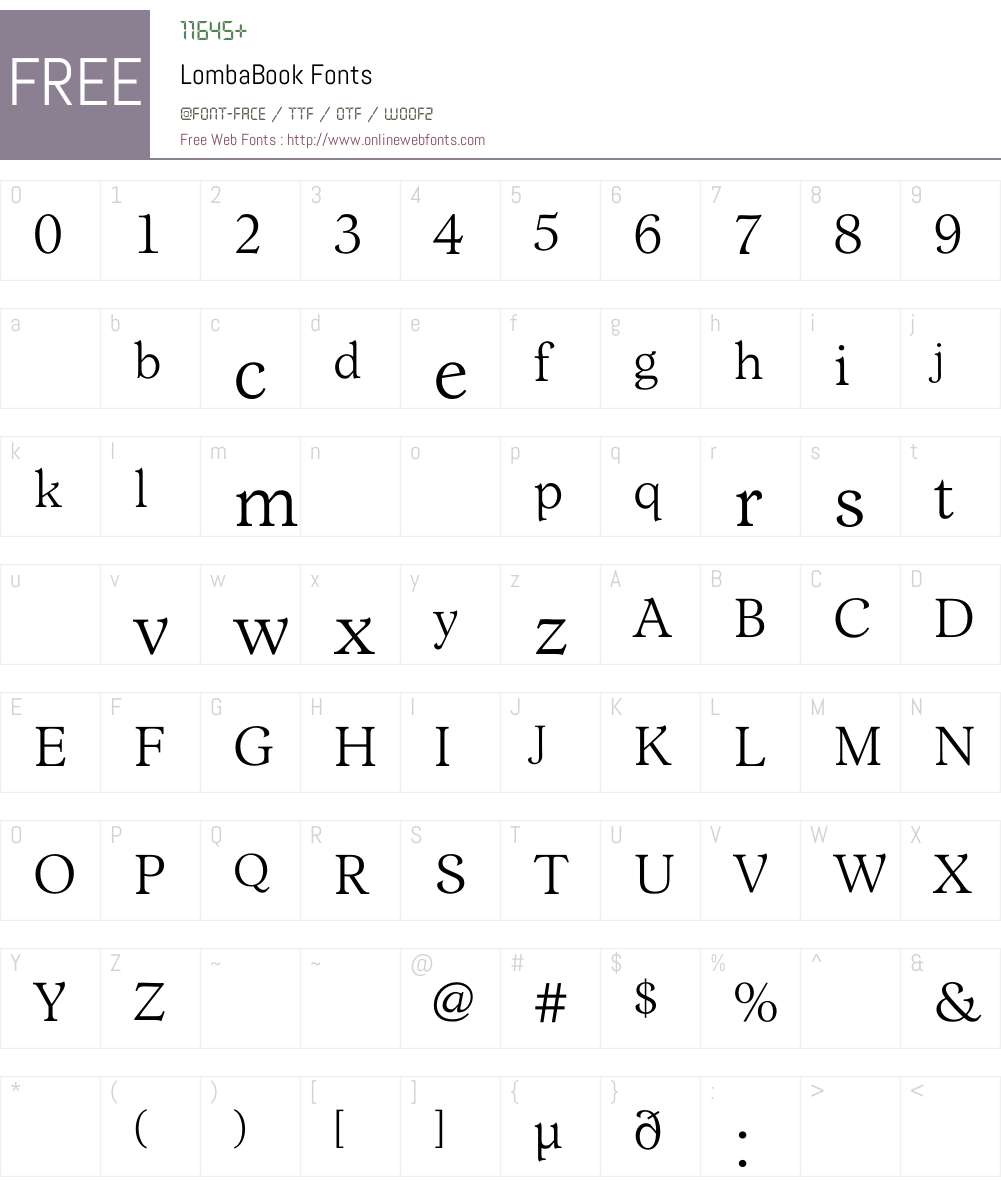 LombaBook Font Screenshots