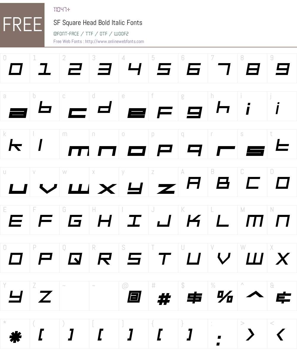 SF Square Head Font Screenshots