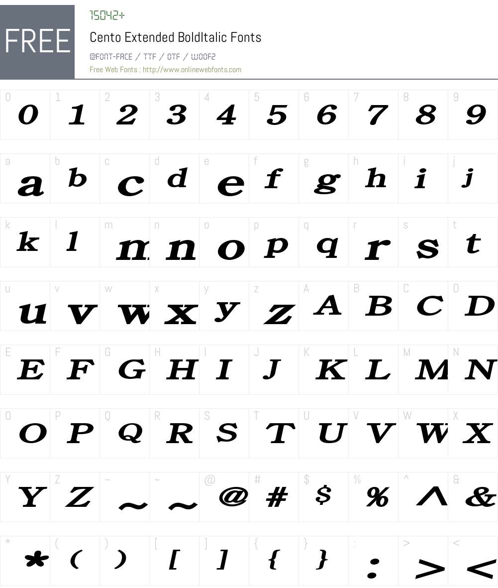 Cento Extended Font Screenshots