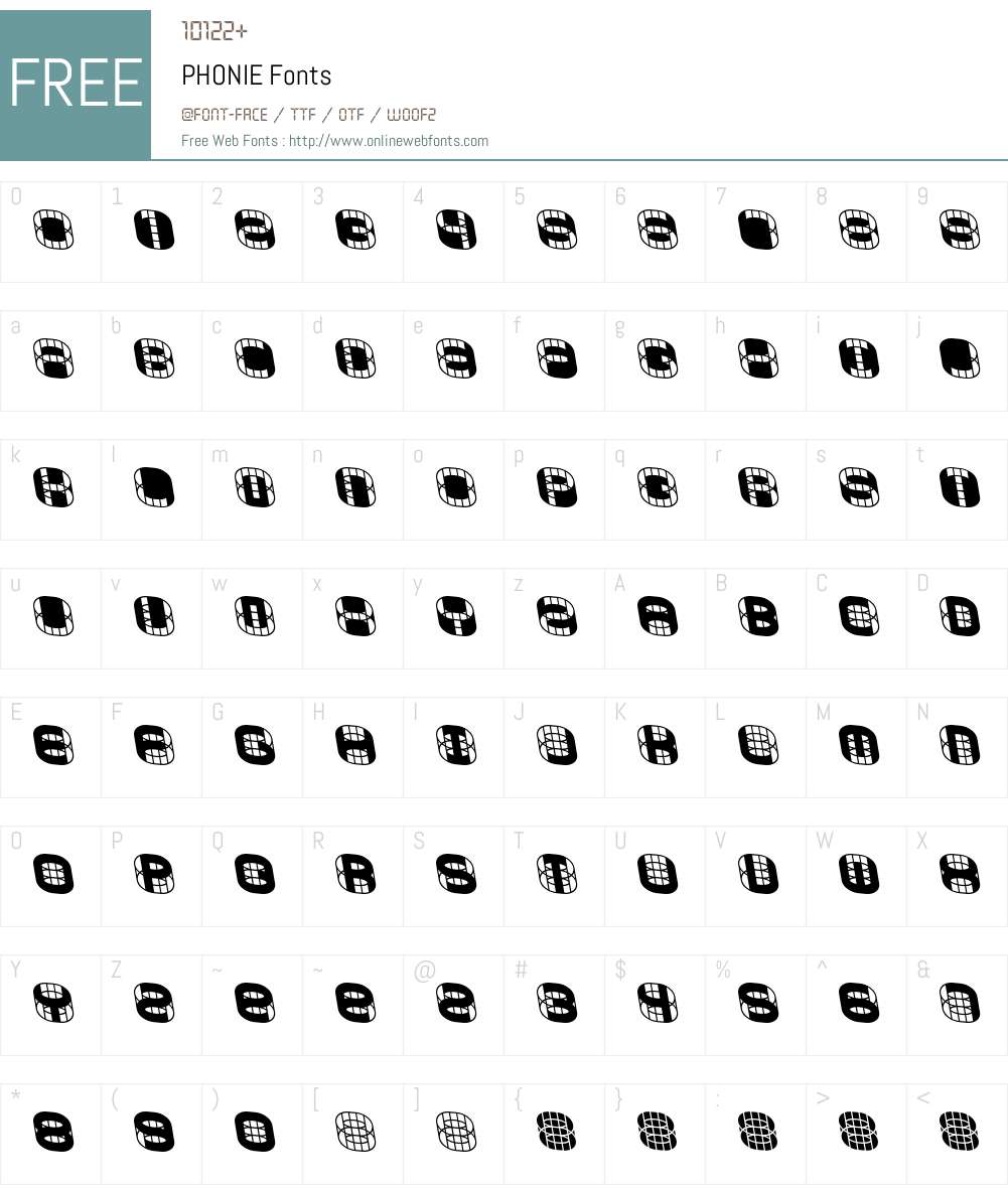PHONIE Font Screenshots