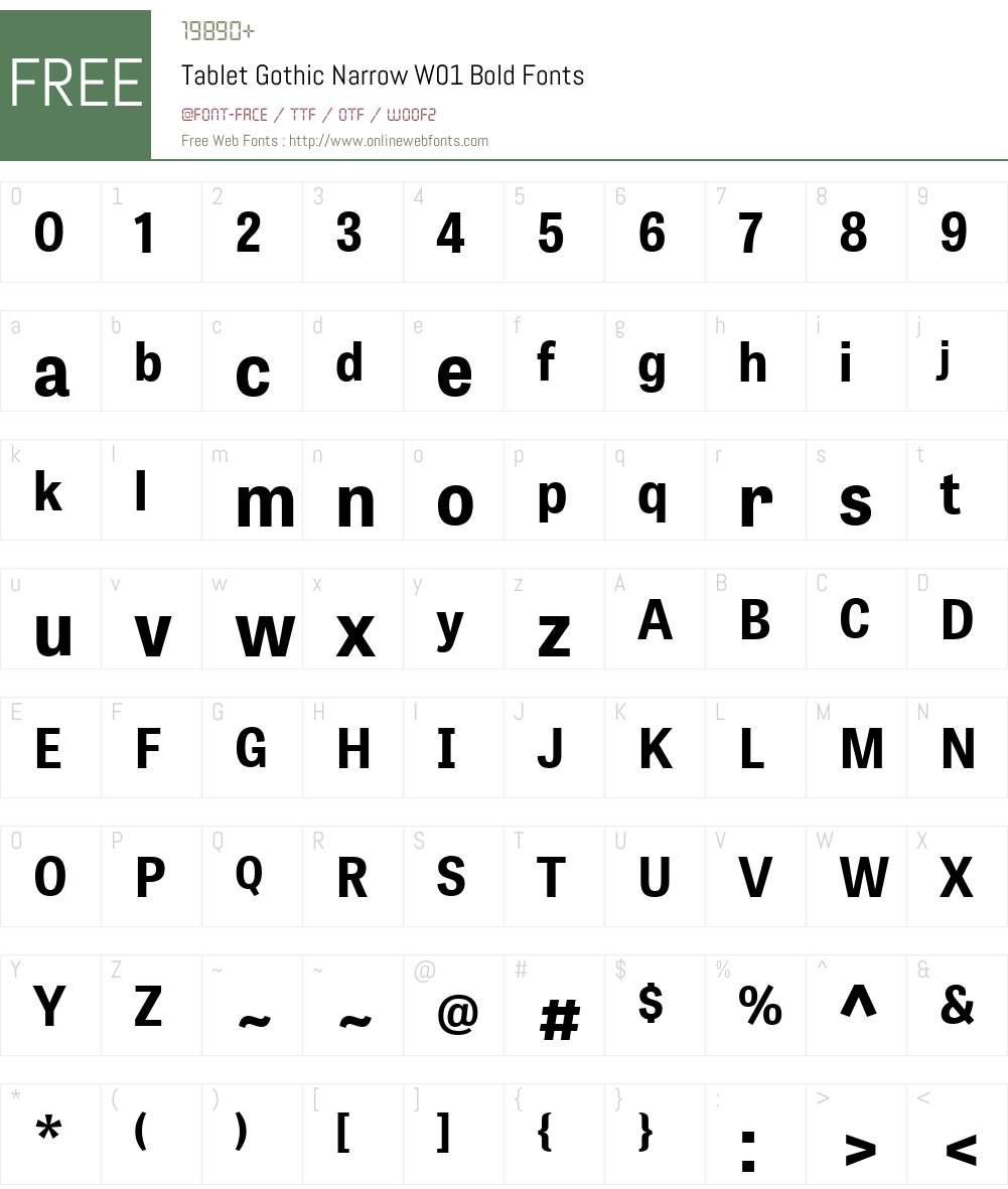 TabletGothicNarrowW01-Bold Font Screenshots