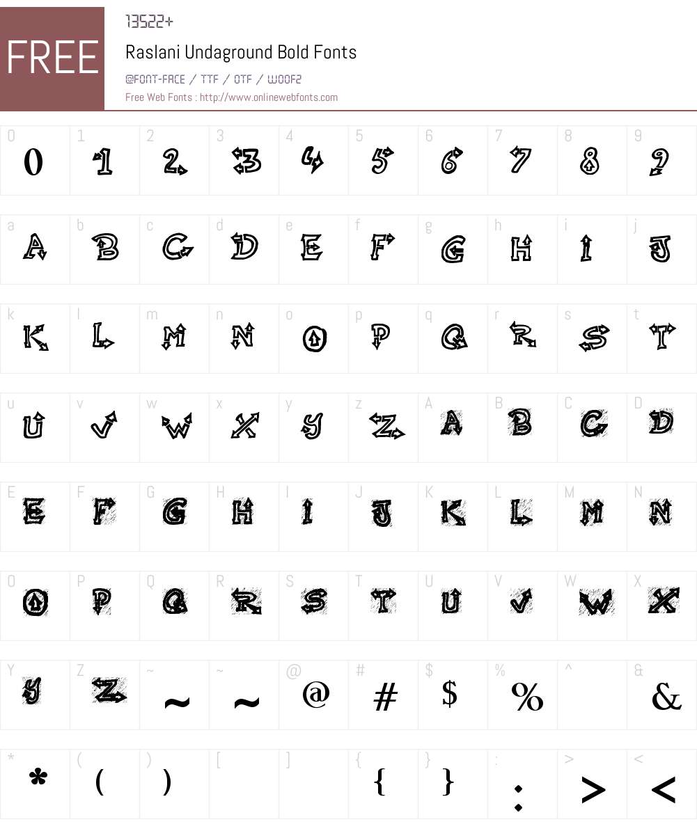Raslani Undaground Font Screenshots