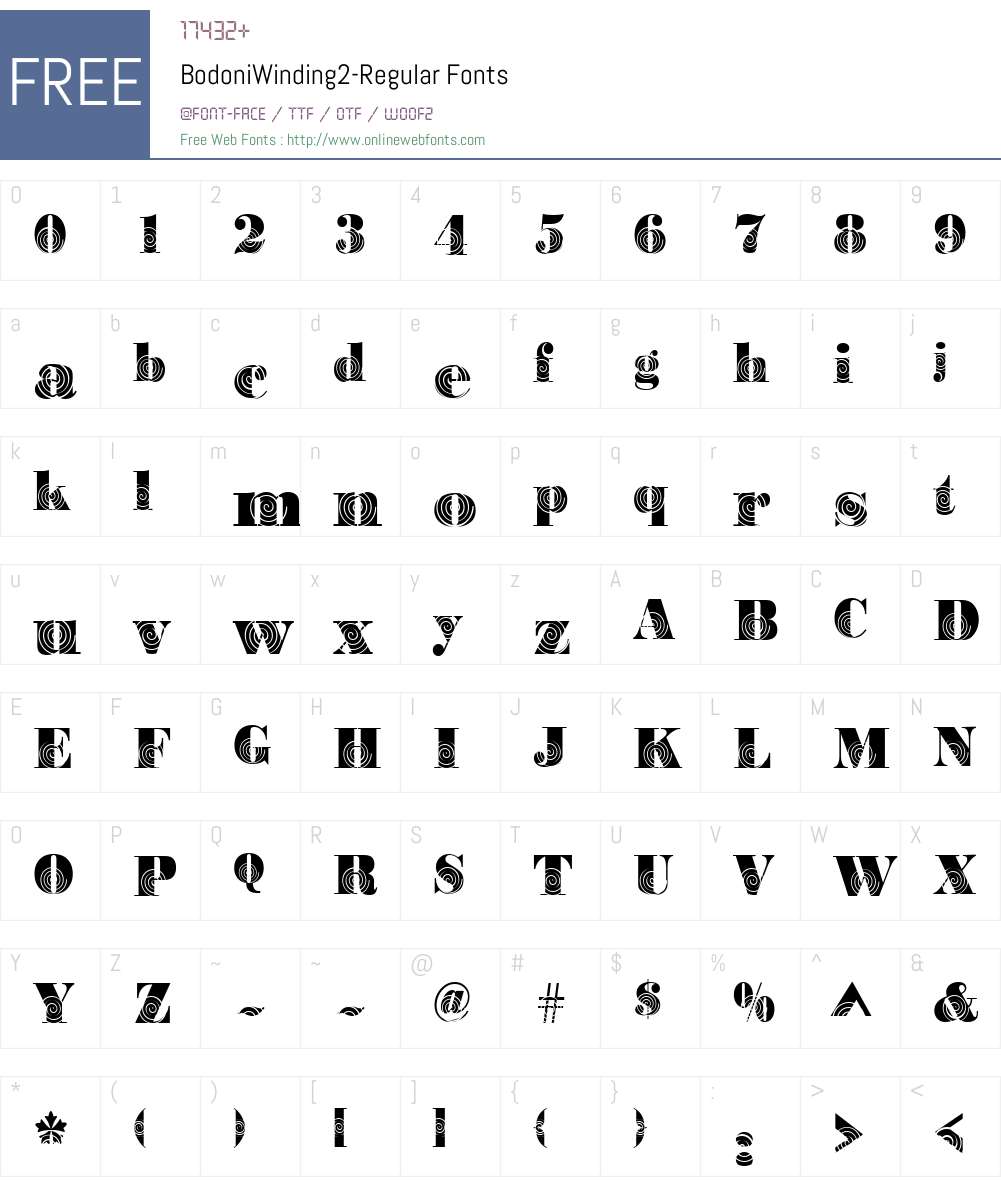 BodoniWinding2 Font Screenshots
