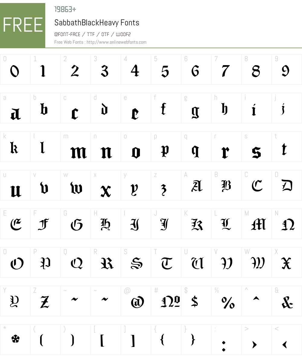 SabbathBlack Font Screenshots