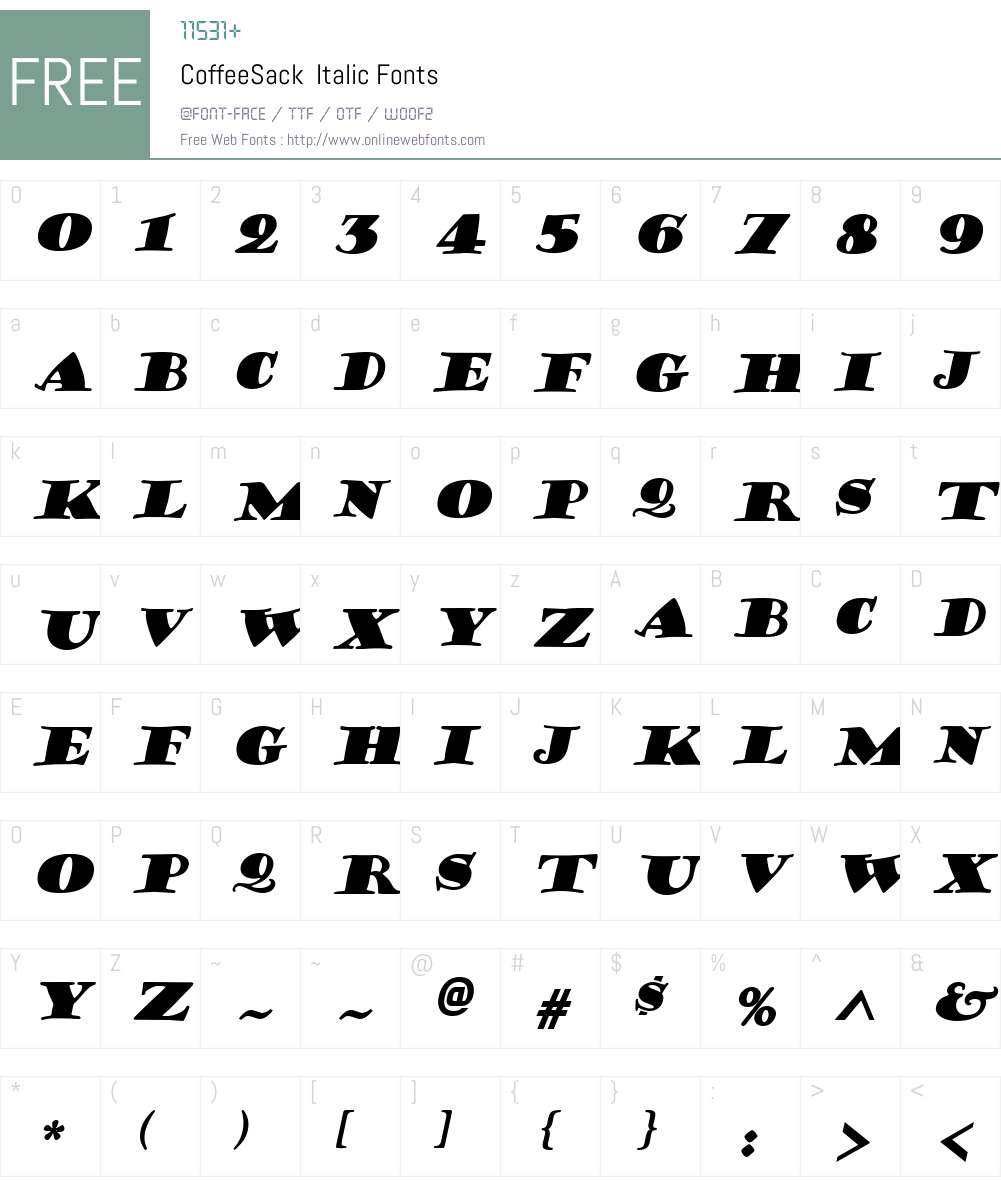 CoffeeSack Font Screenshots