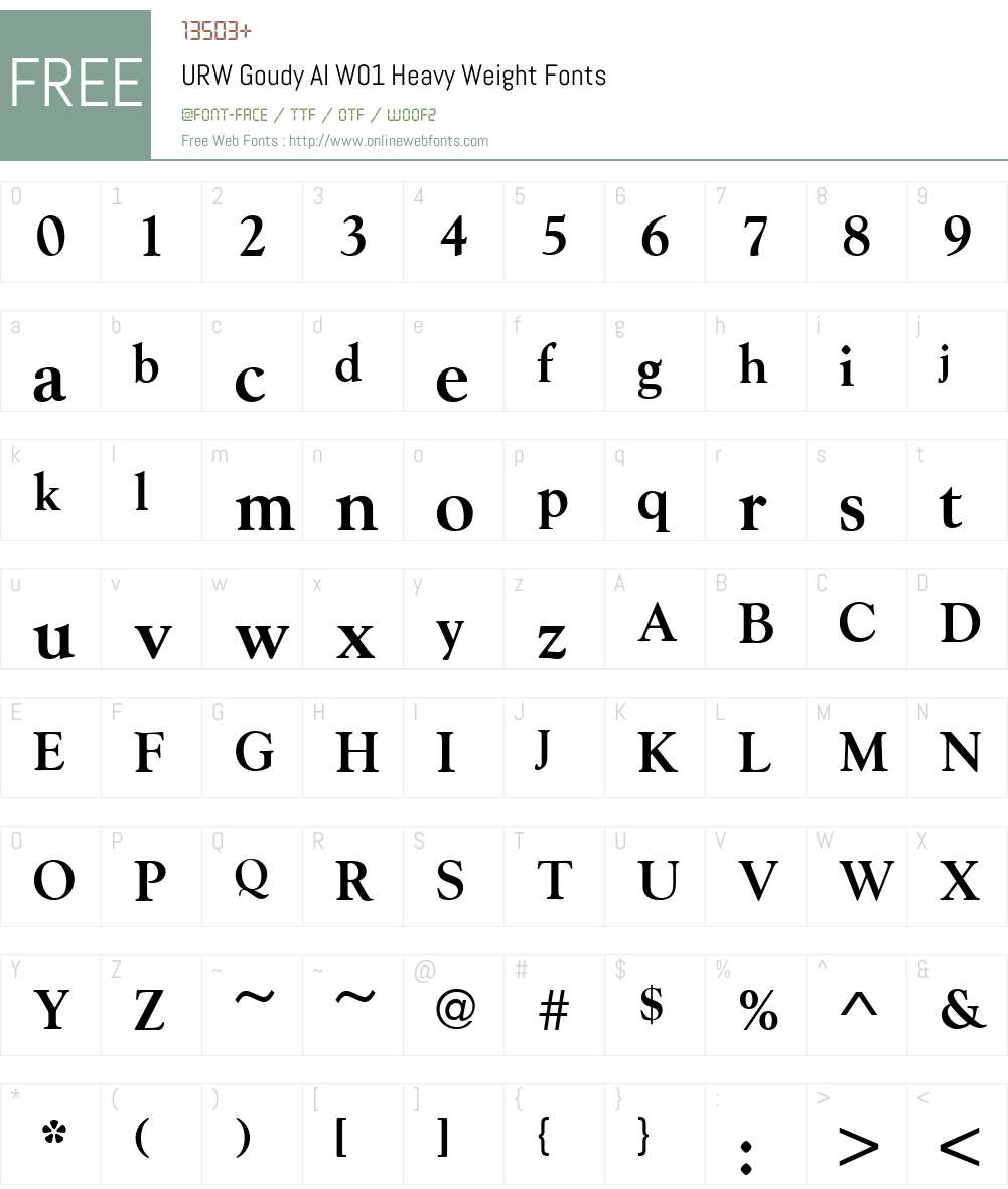 URWGoudyAIW01-HeavyWeight Font Screenshots