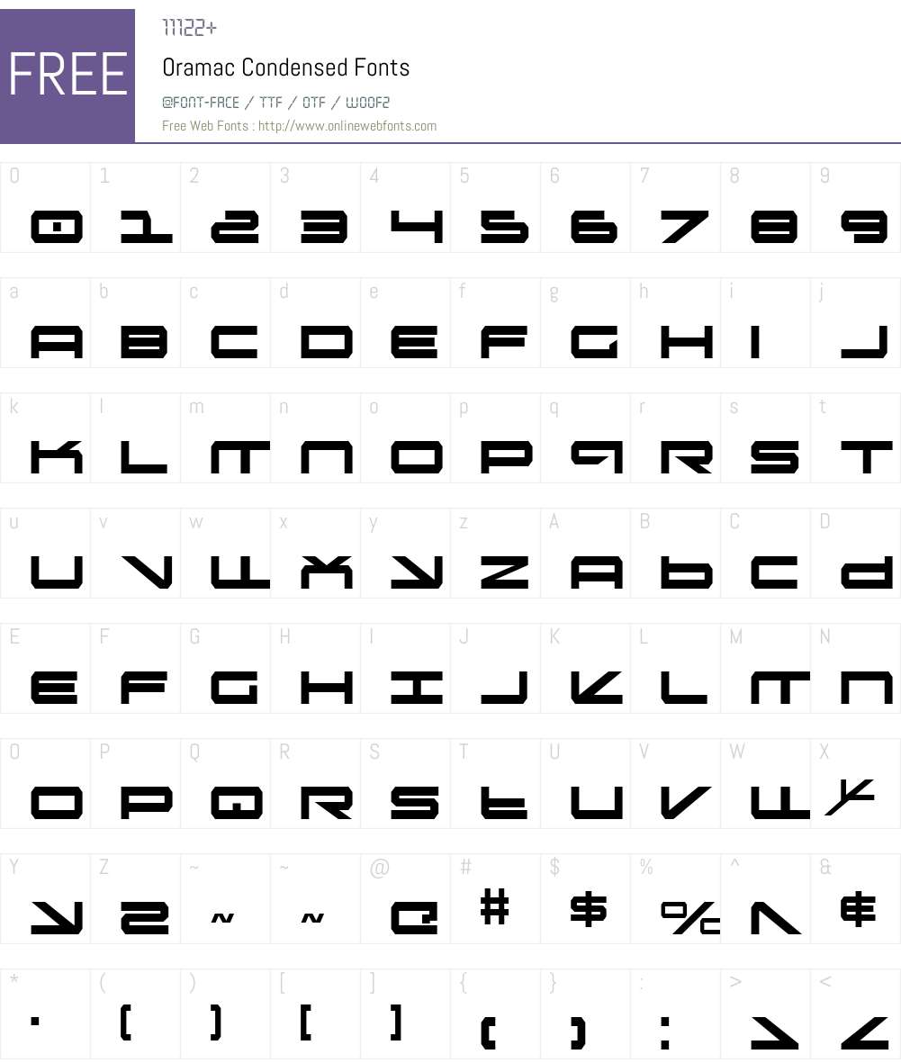 Oramac Condensed Font Screenshots