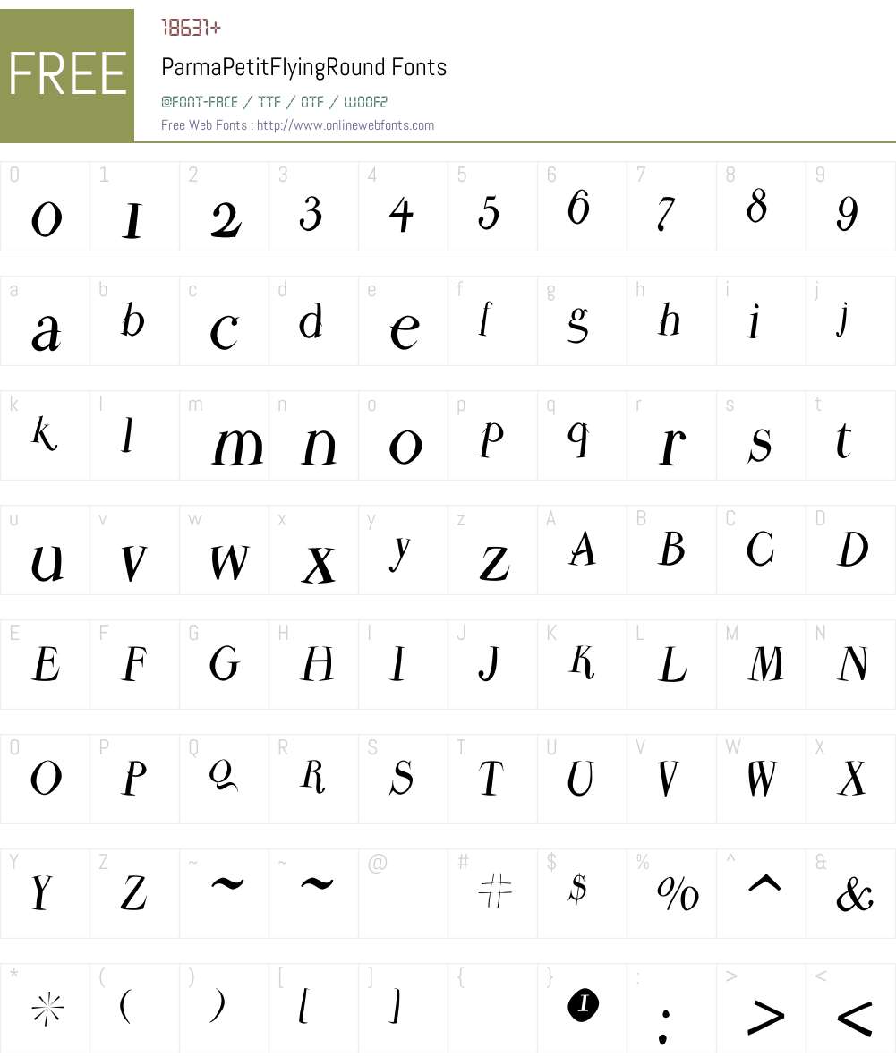 ParmaPetitFlyingRound Font Screenshots