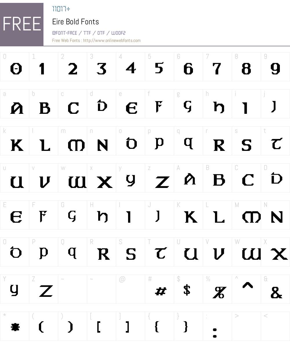 Eire Font Screenshots