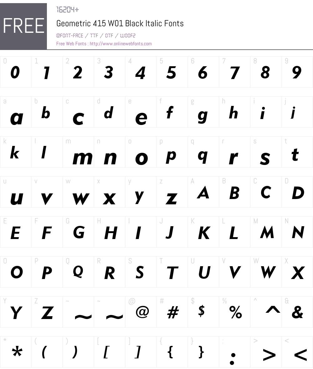Geometric415W01-BlackItalic Font Screenshots