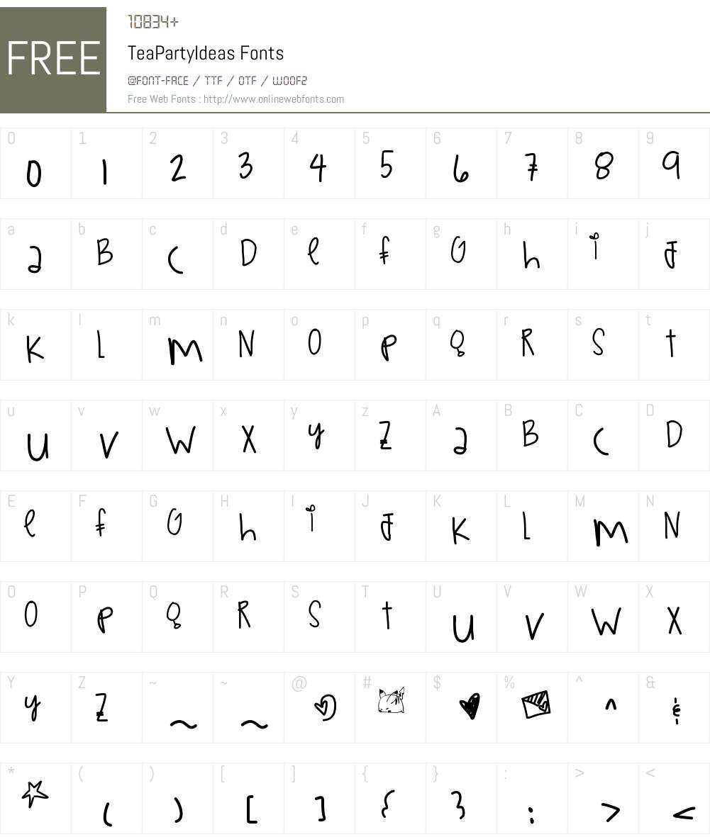 TeaPartyIdeas Font Screenshots