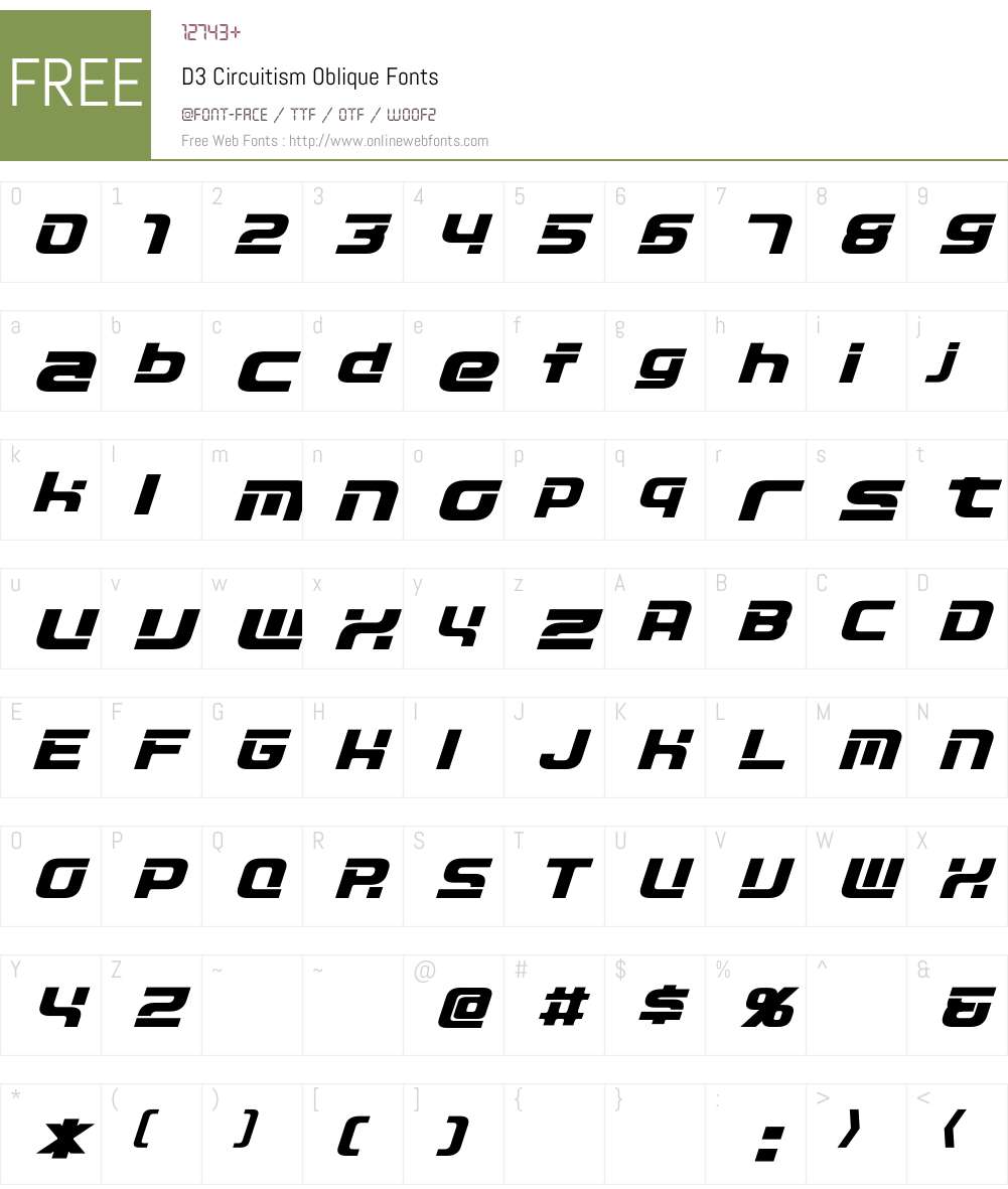 D3 Circuitism Oblique Font Screenshots