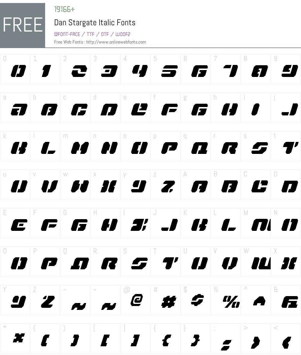 Dan Stargate Italic Font Screenshots