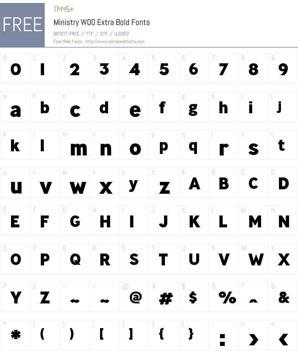 MinistryW00-ExtraBold Font Screenshots
