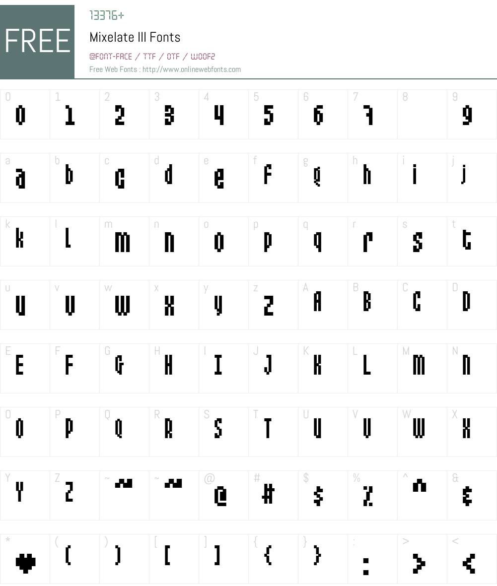 Mixelate III Font Screenshots