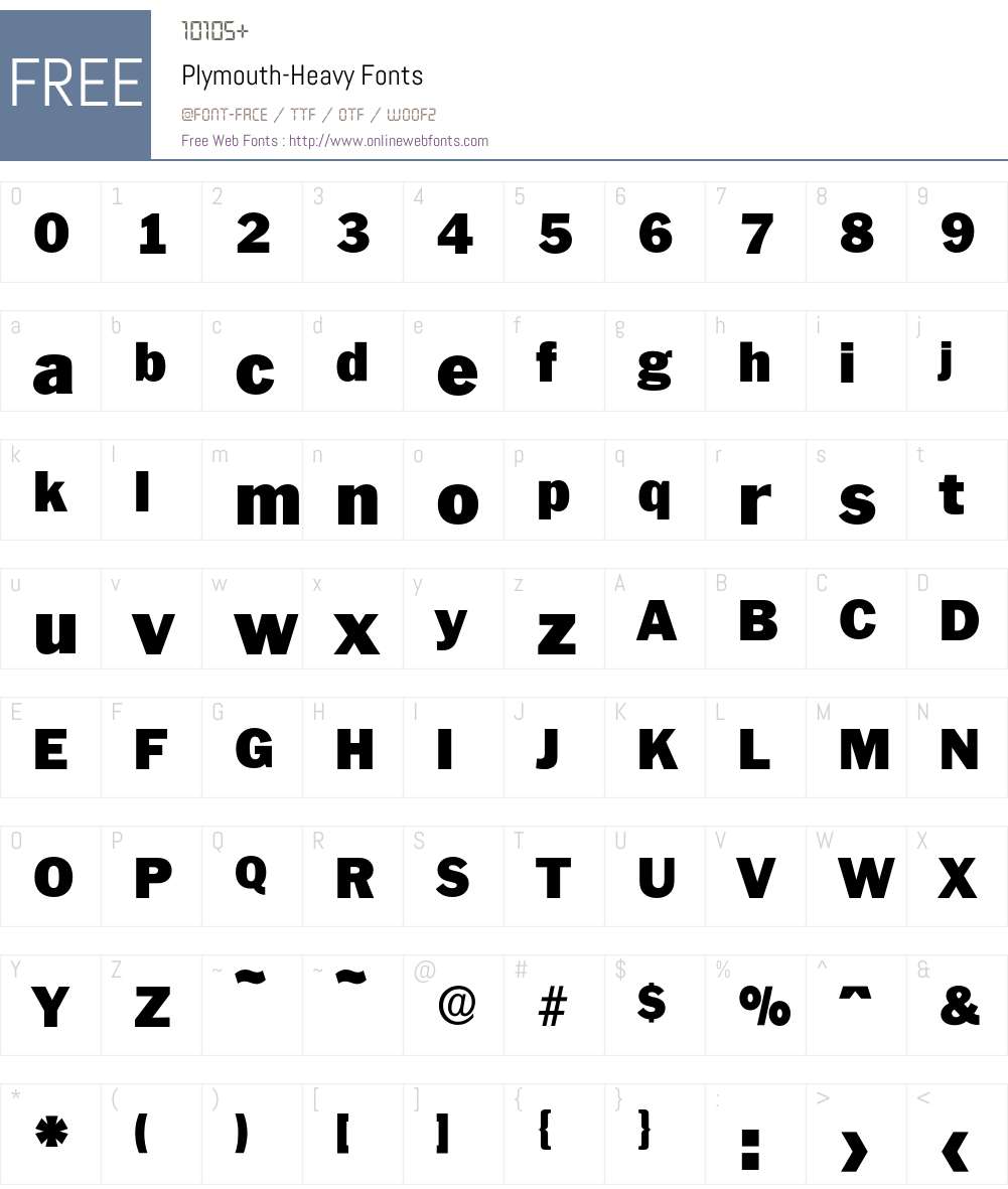 Plymouth-Heavy Font Screenshots