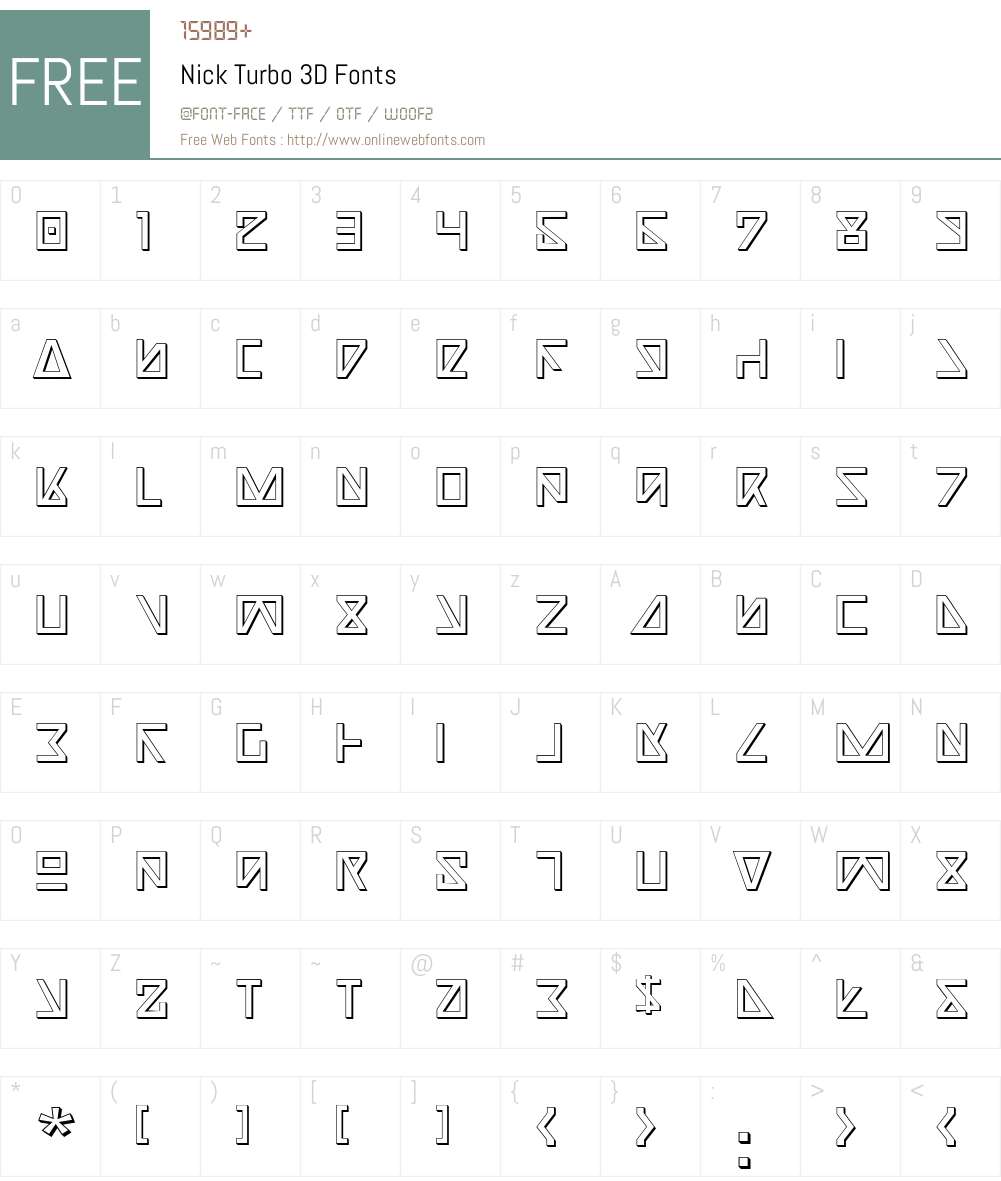 Nick Turbo 3D Font Screenshots