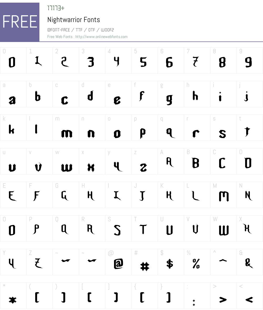 Nightwarrior Font Screenshots