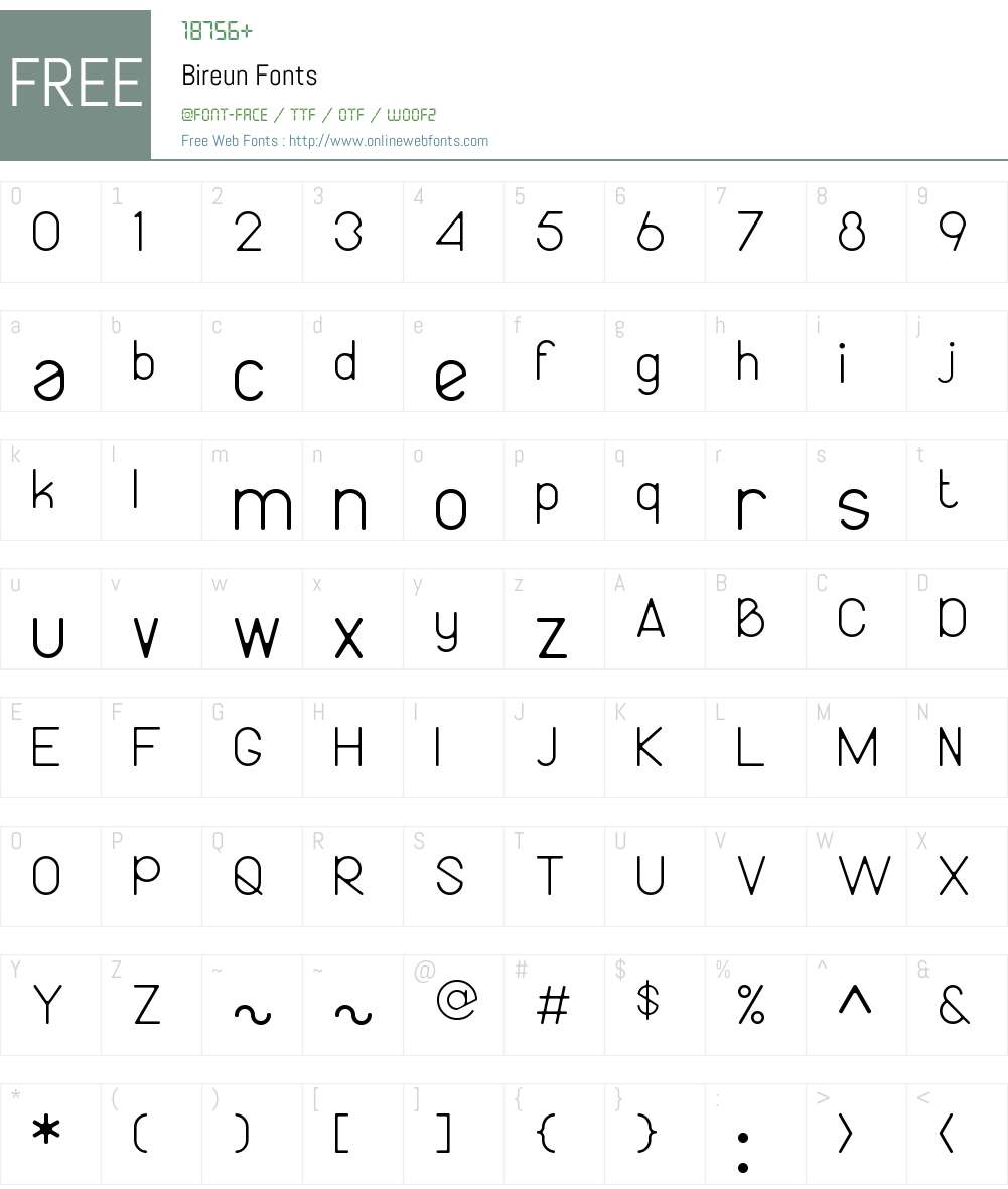 Bireun Font Screenshots