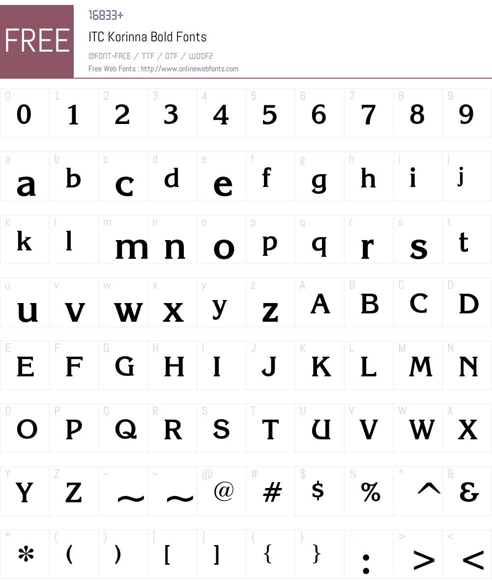 ITC Korinna Font Screenshots