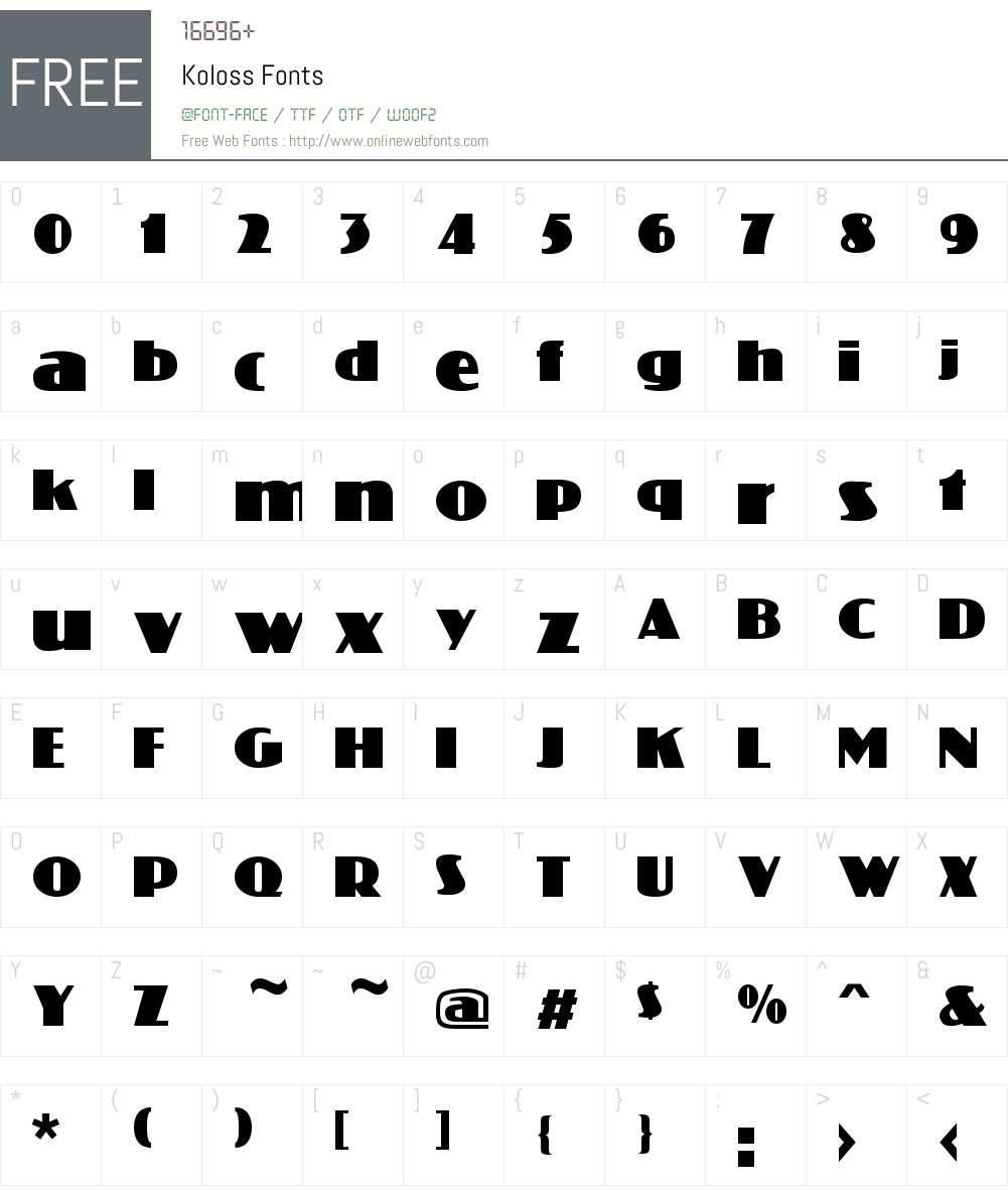 Koloss Font Screenshots