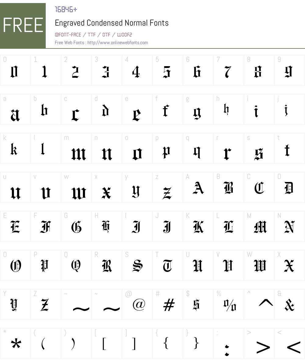 Engraved Condensed Font Screenshots