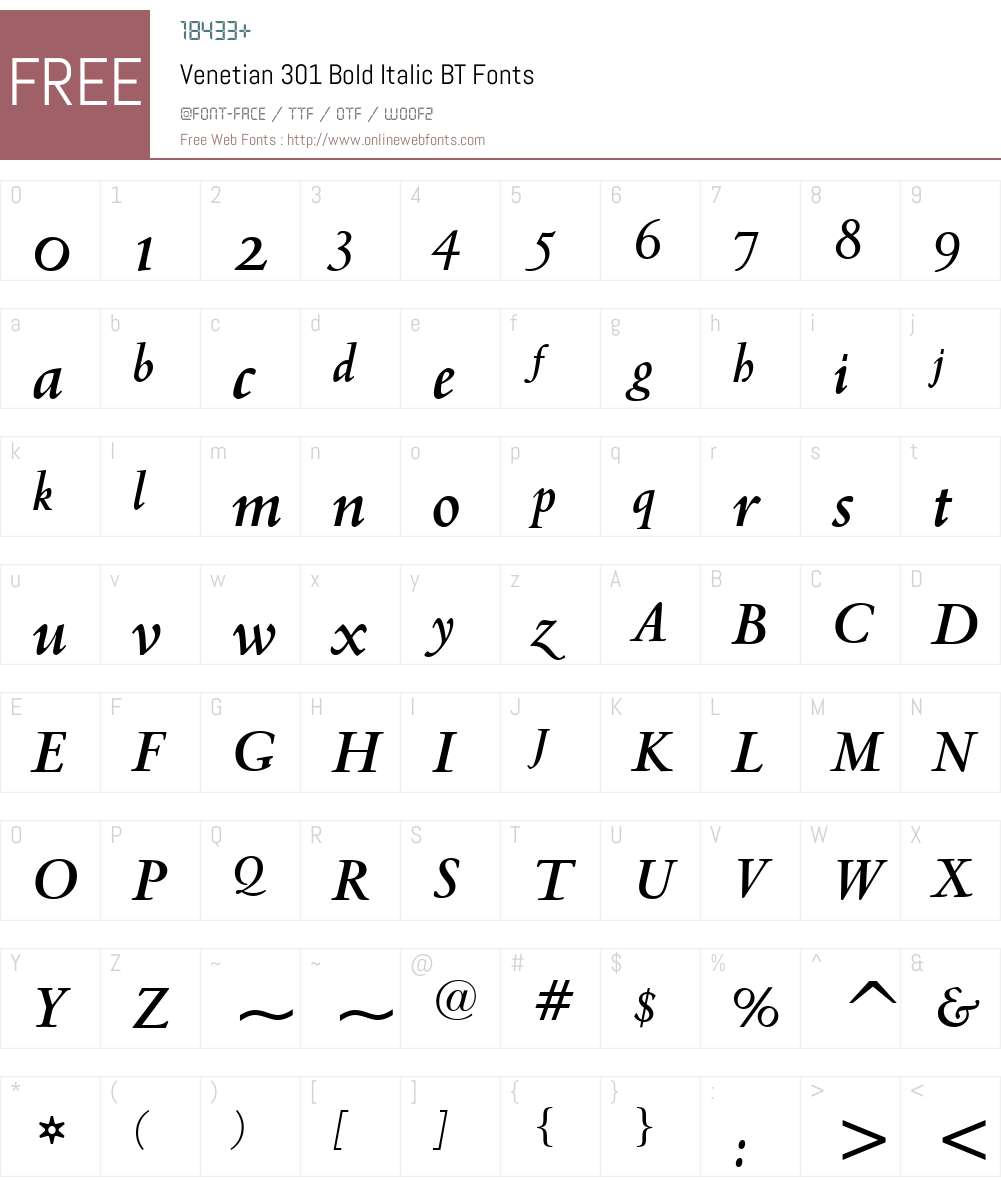 Venetian301 Bd BT Font Screenshots