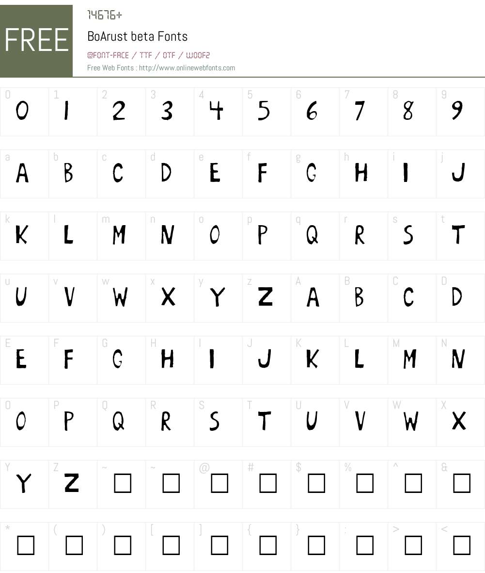 BoArust Font Screenshots