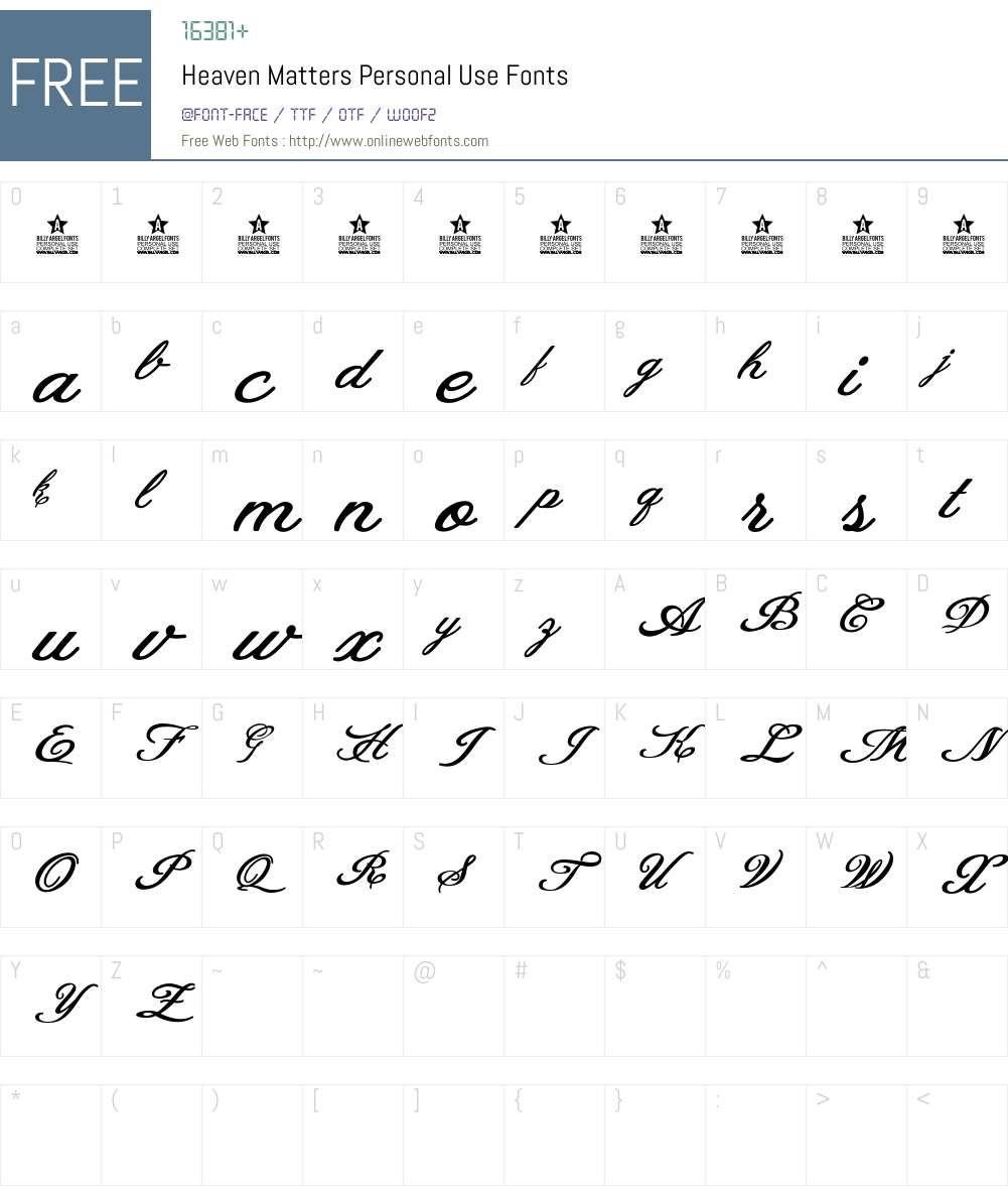 Heaven Matters Personal Use 1.000 Fonts Free Download - OnlineWebFonts.COM