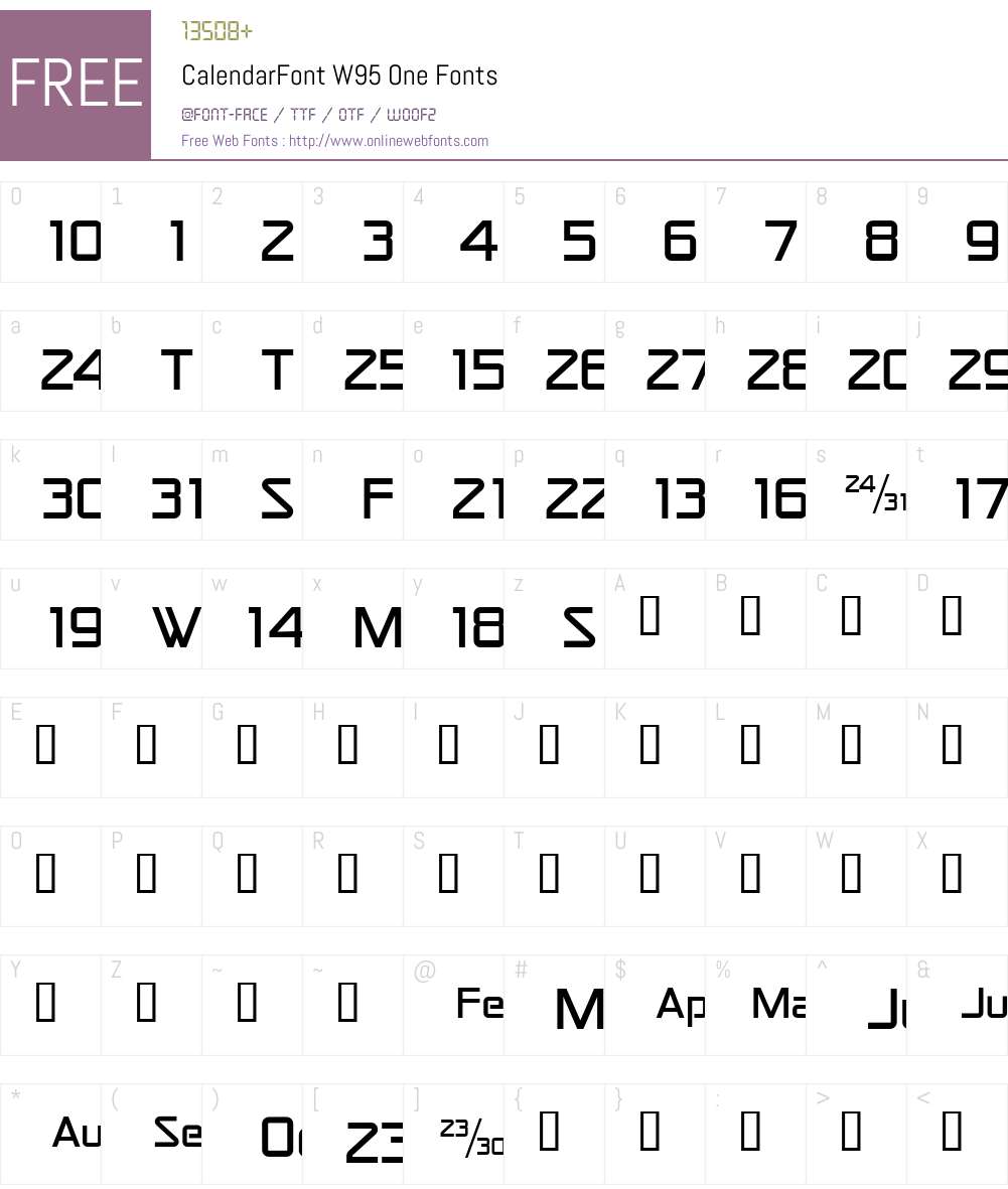 CalendarFont Font Screenshots