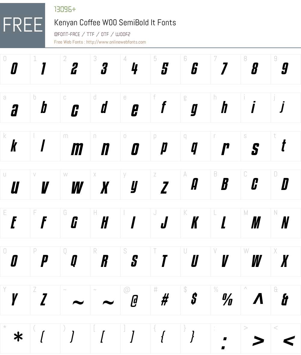 KenyanCoffeeW00-SemiBoldIt Font Screenshots