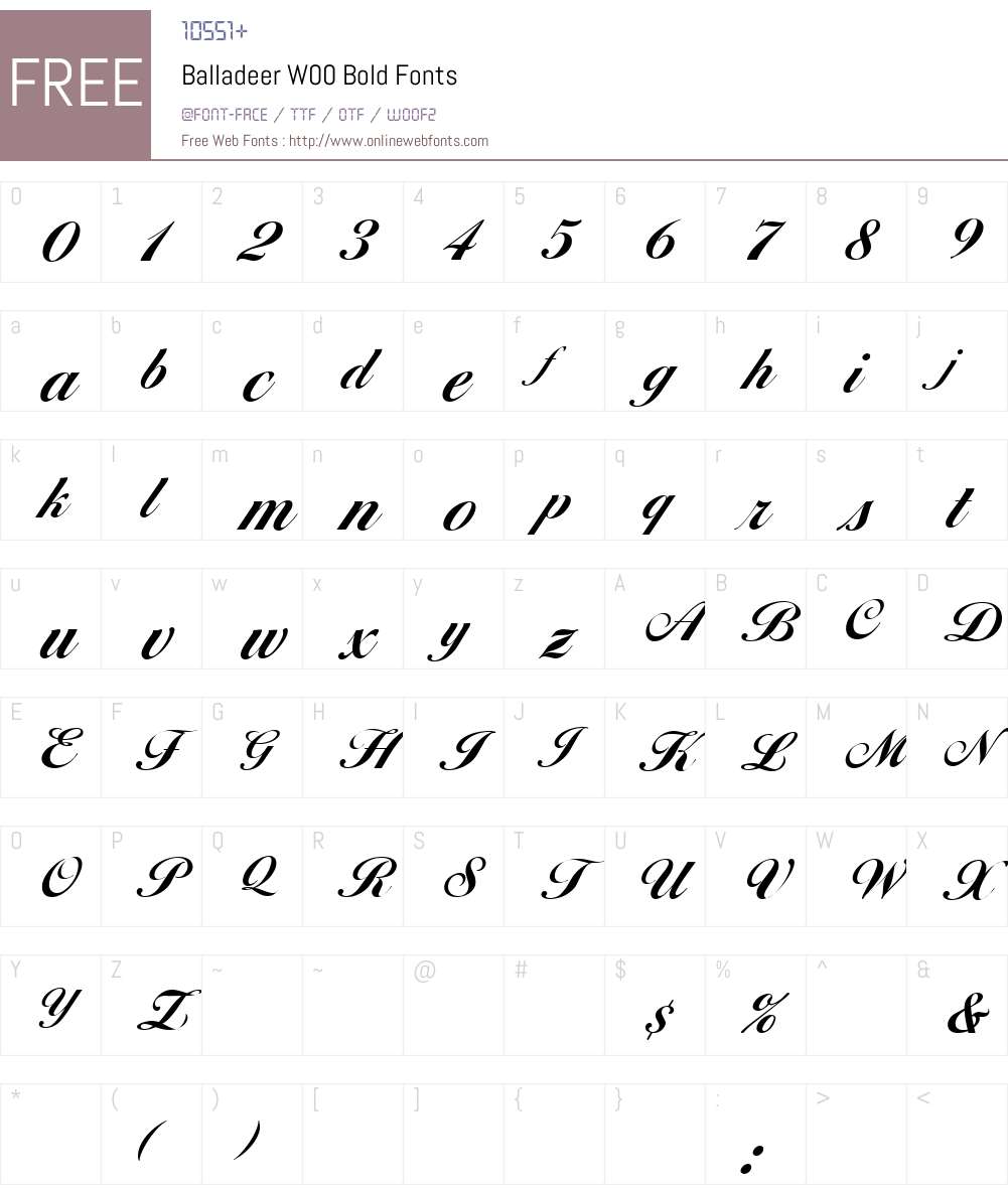 BalladeerW00-Bold Font Screenshots