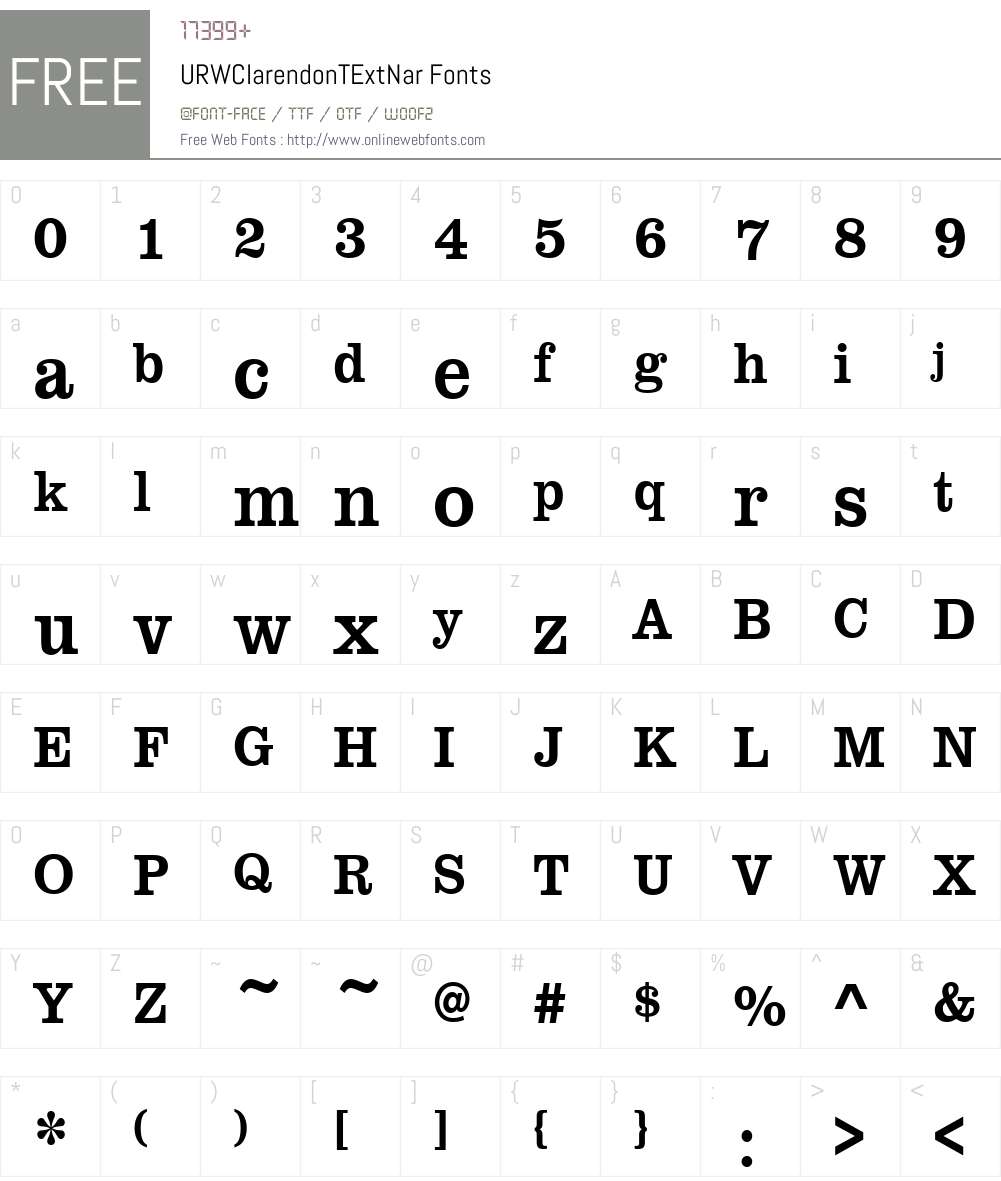 URWClarendonTExtNar Font Screenshots