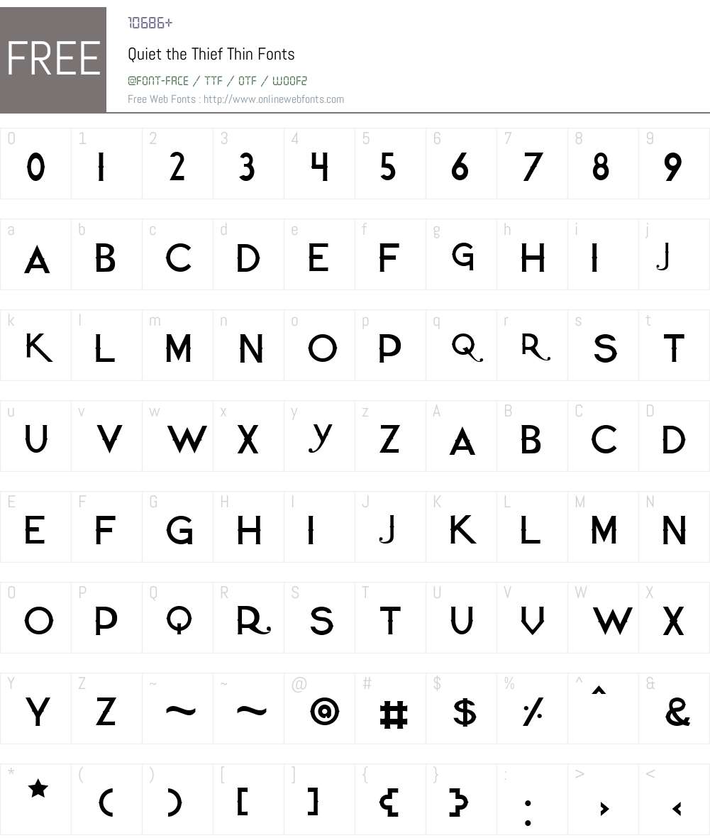 Quiet the Thief Font Screenshots