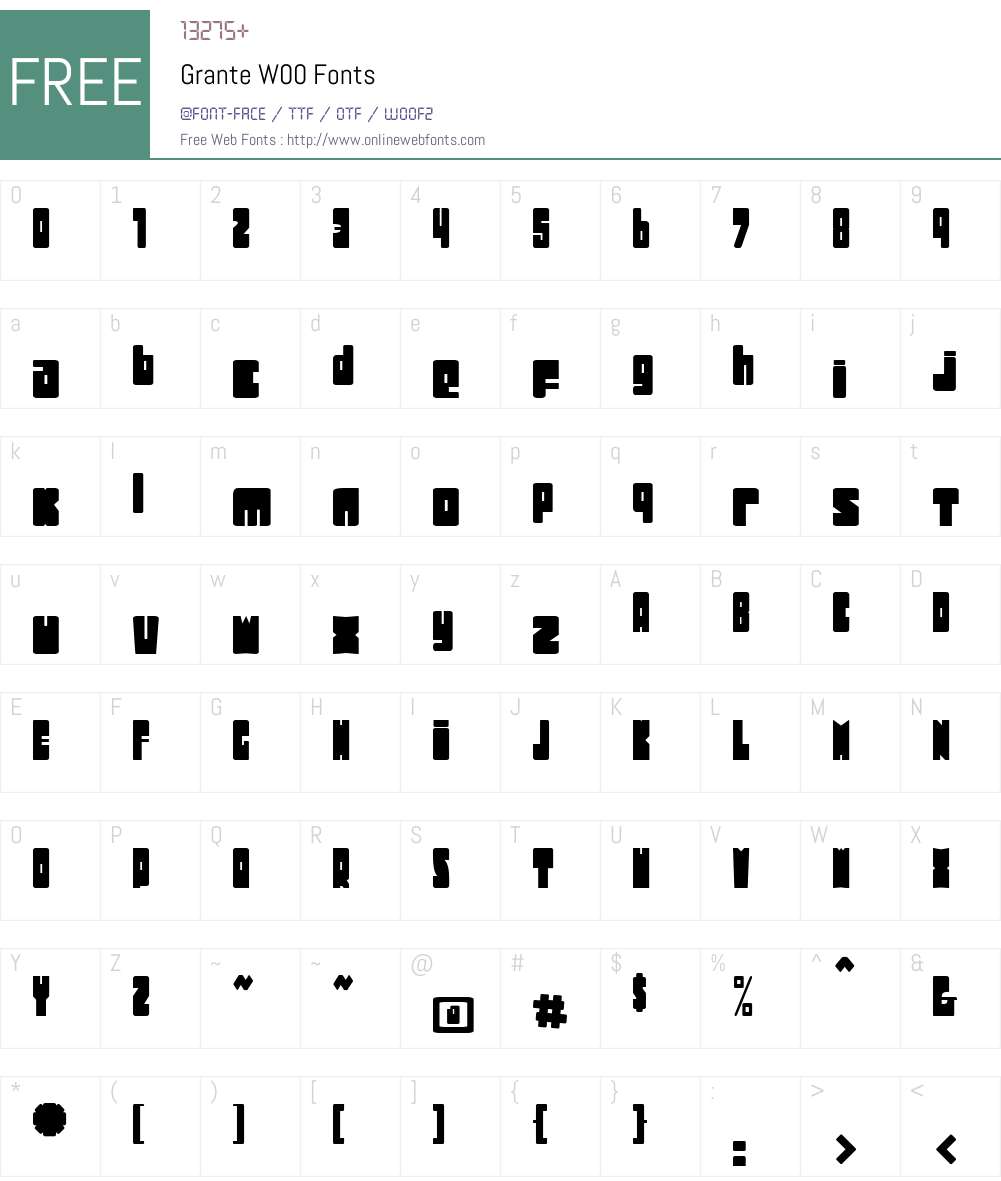 GranteW00 Font Screenshots