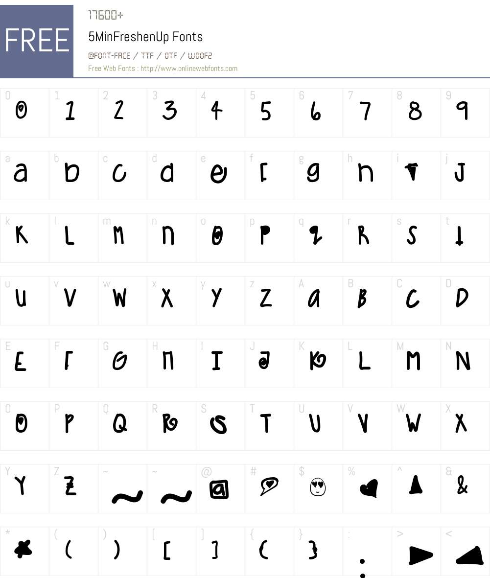5MinFreshenUp Font Screenshots