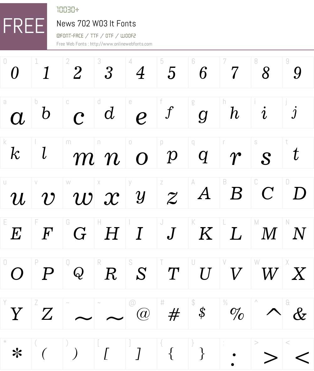 News 702 Font Screenshots