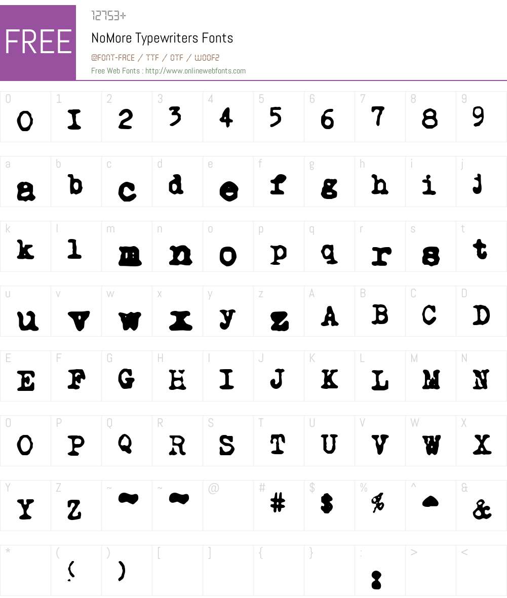 NoMore Typewriters Font Screenshots