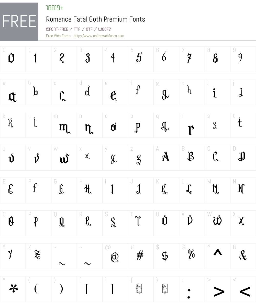 Romance Fatal Goth Font Screenshots