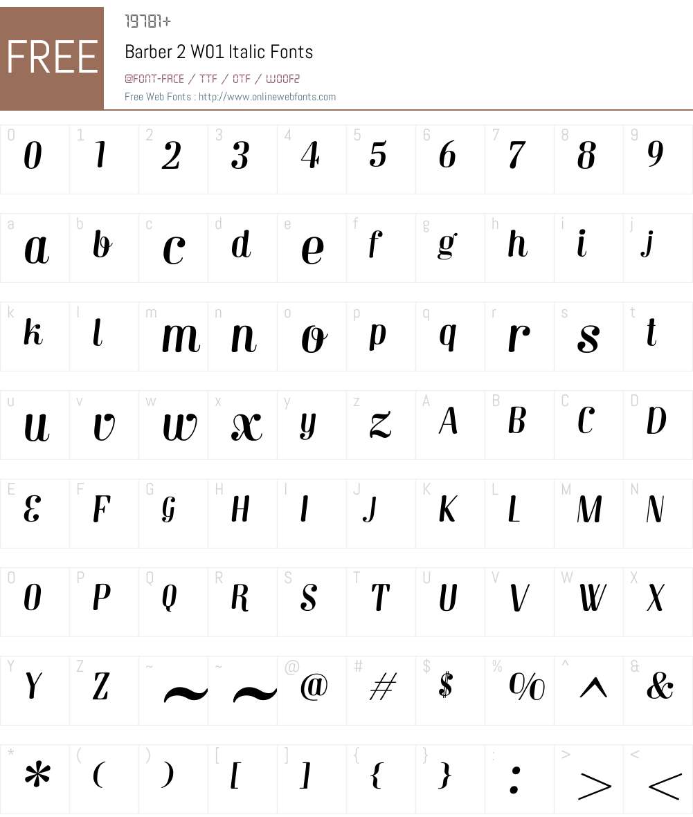 Barber2W01-Italic Font Screenshots