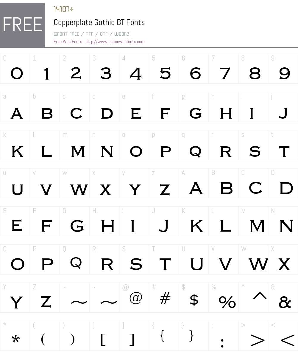 CopprplGoth BT Font Screenshots