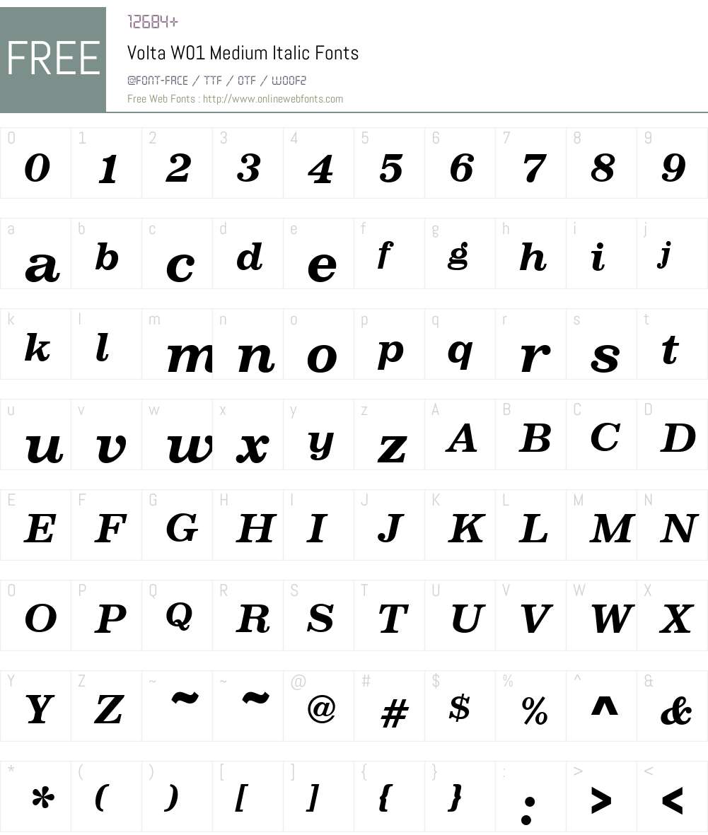 VoltaW01-MediumItalic Font Screenshots