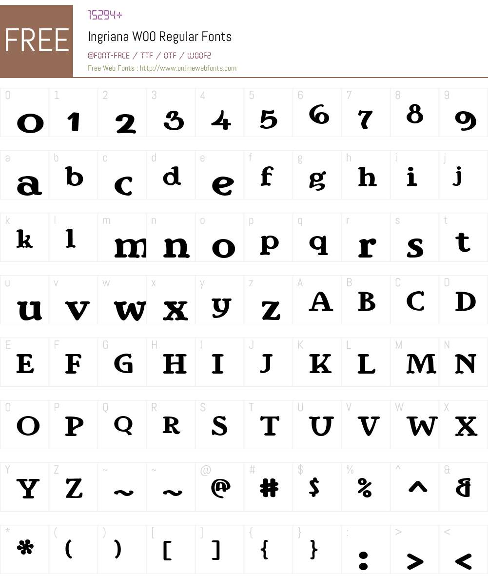 IngrianaW00-Regular Font Screenshots