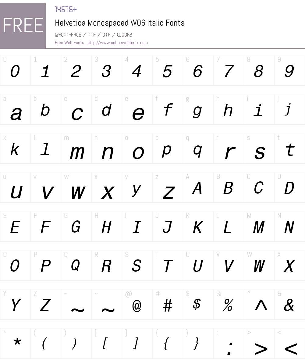 Helvetica Monospaced Font Screenshots