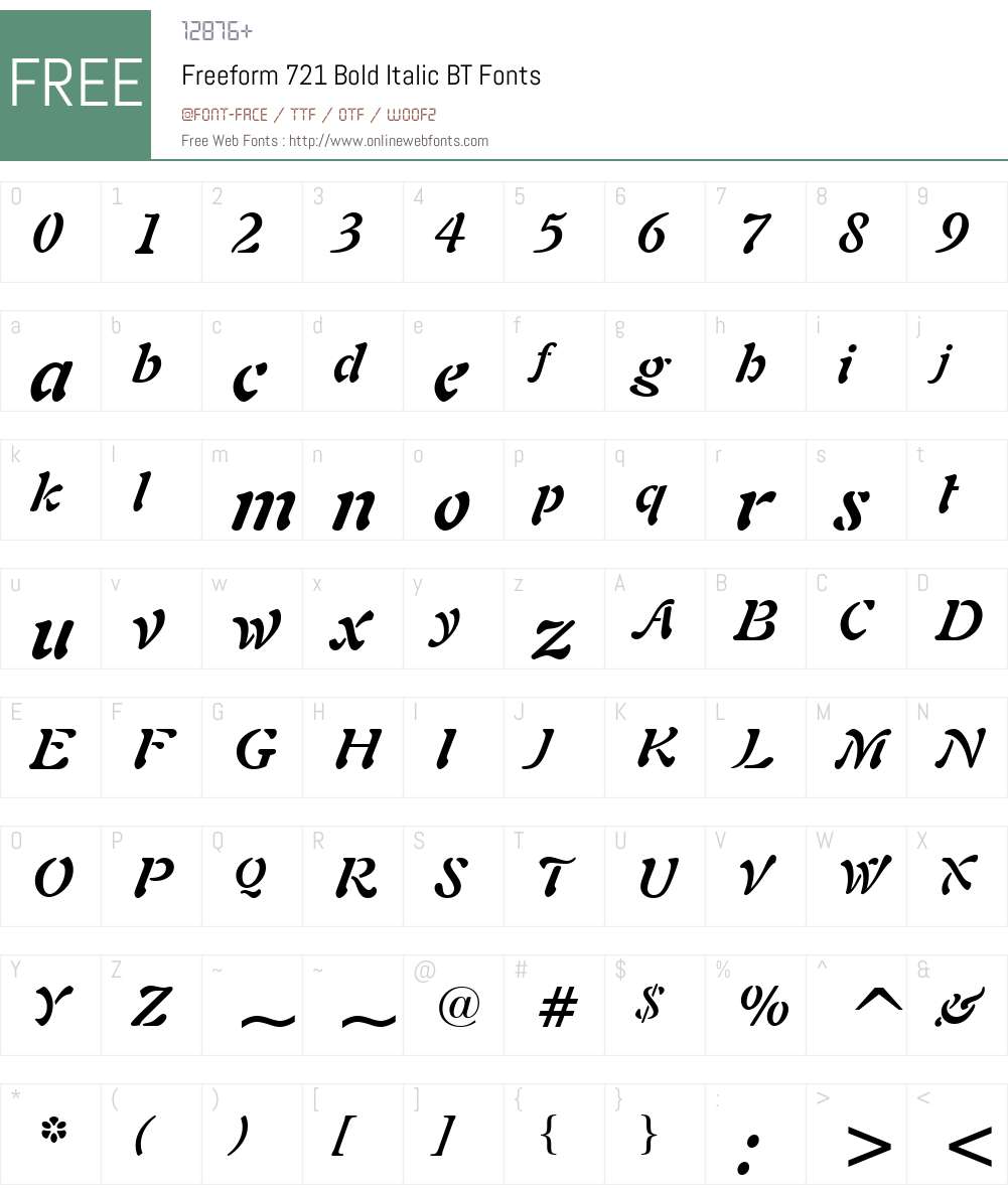 Freefrm721 BT Font Screenshots