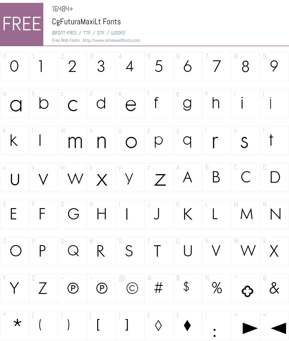 CgFuturaMaxiLt Font Screenshots