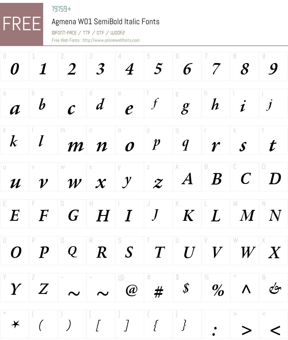 AgmenaW01-SemiBoldItalic Font Screenshots