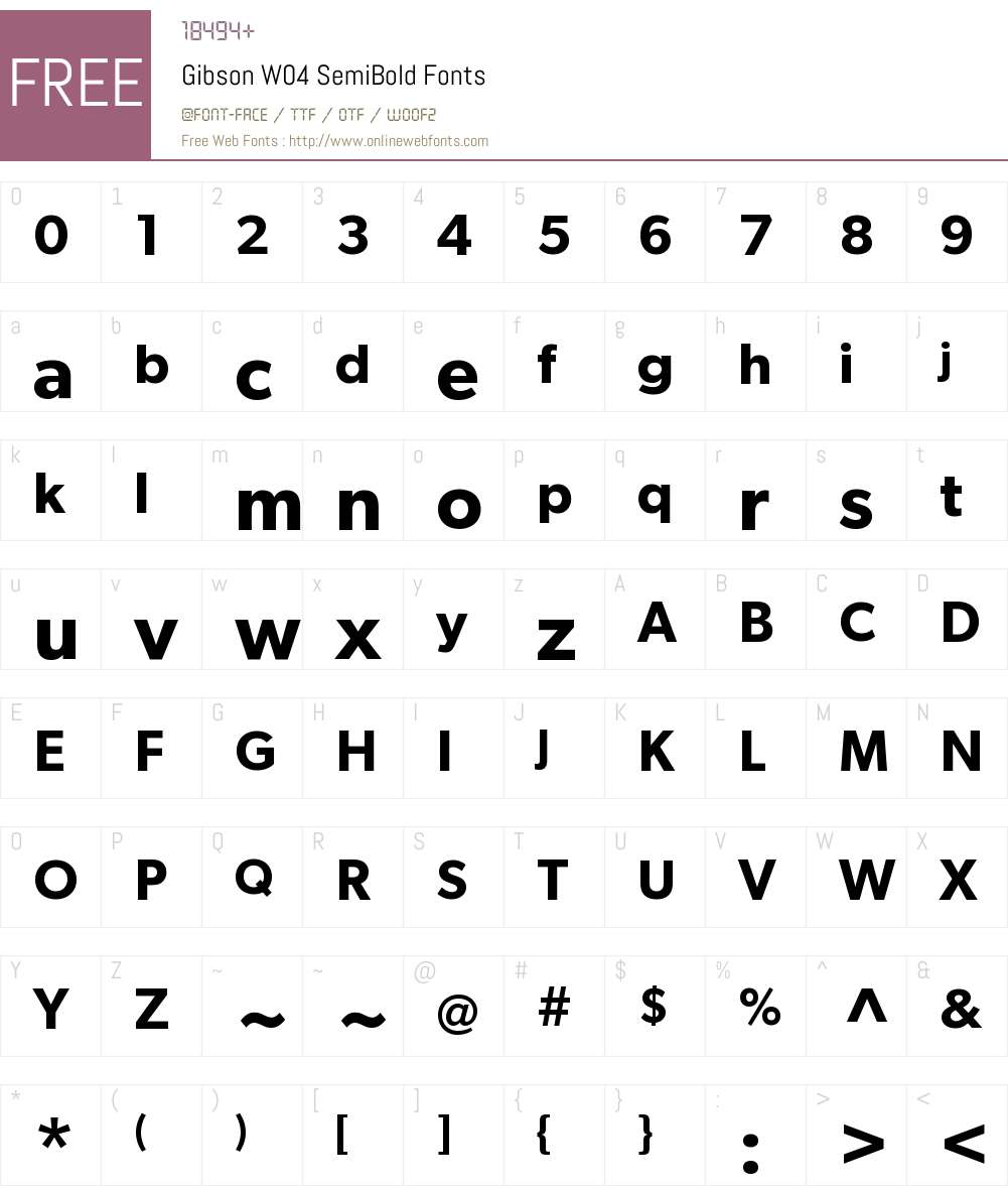 Gibson Font Screenshots